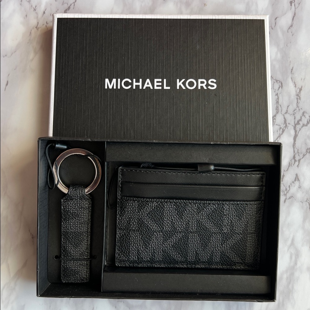 Michael Kors Men's Set Card Case Slim Wallet Key Ring - Picture 8 of 10